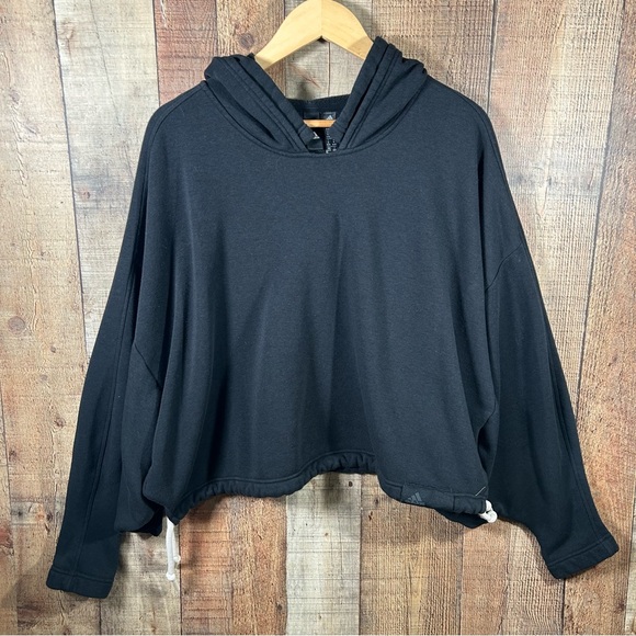 adidas Tops - Adidas Cropped Hoodie Oversized XL Athleisure Wide Sleeve Drawstring Hem Casual